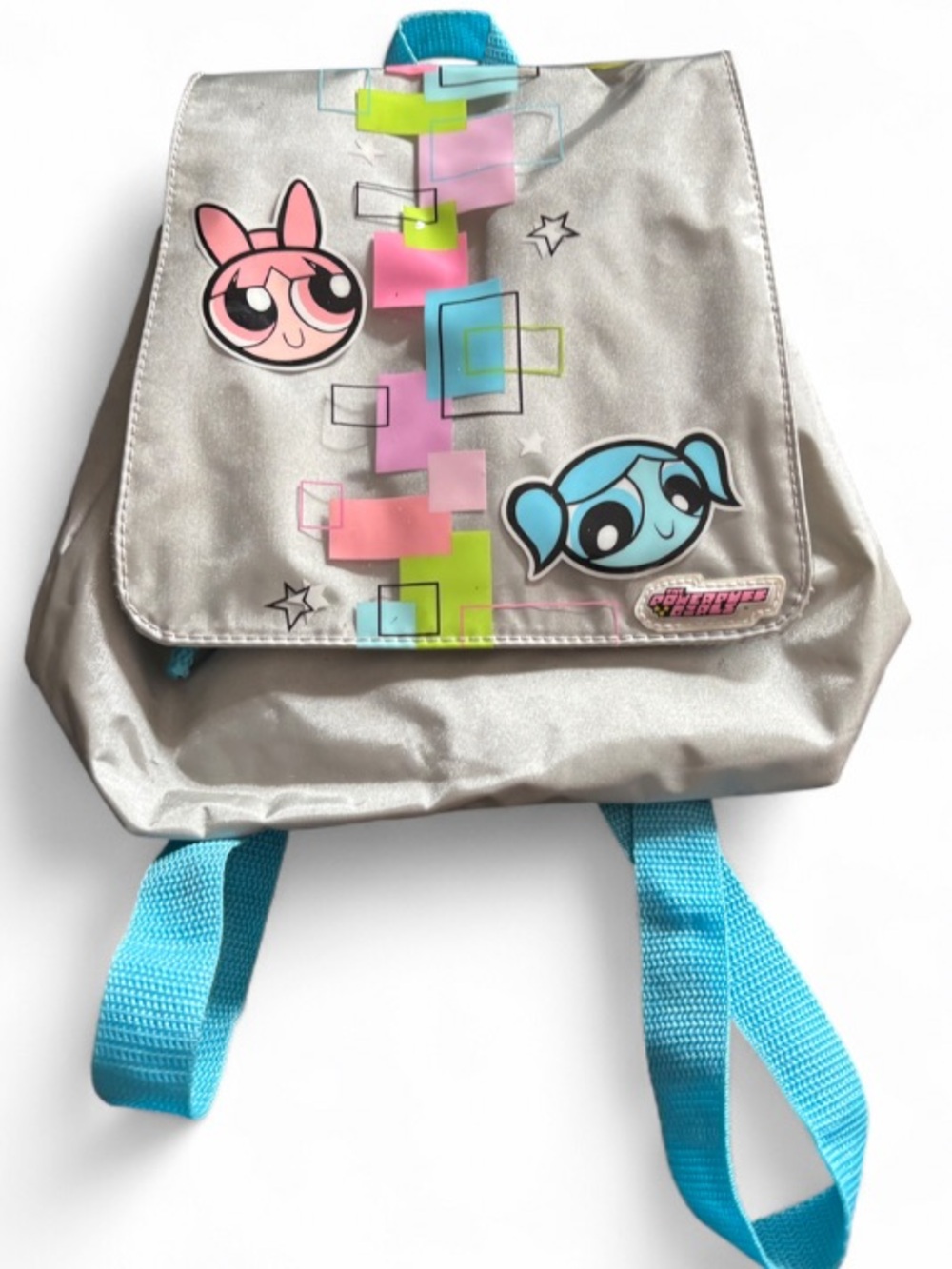 Y2K Power Puff Girls | Silver Backpack with Blue Straps